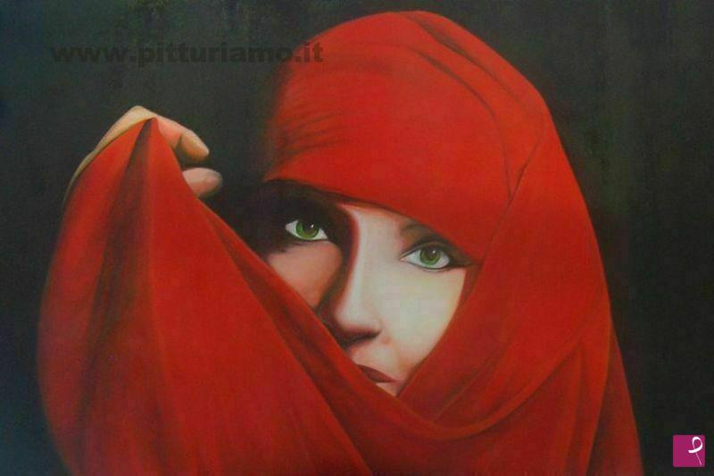 quadri in vendita online - donna in rosso