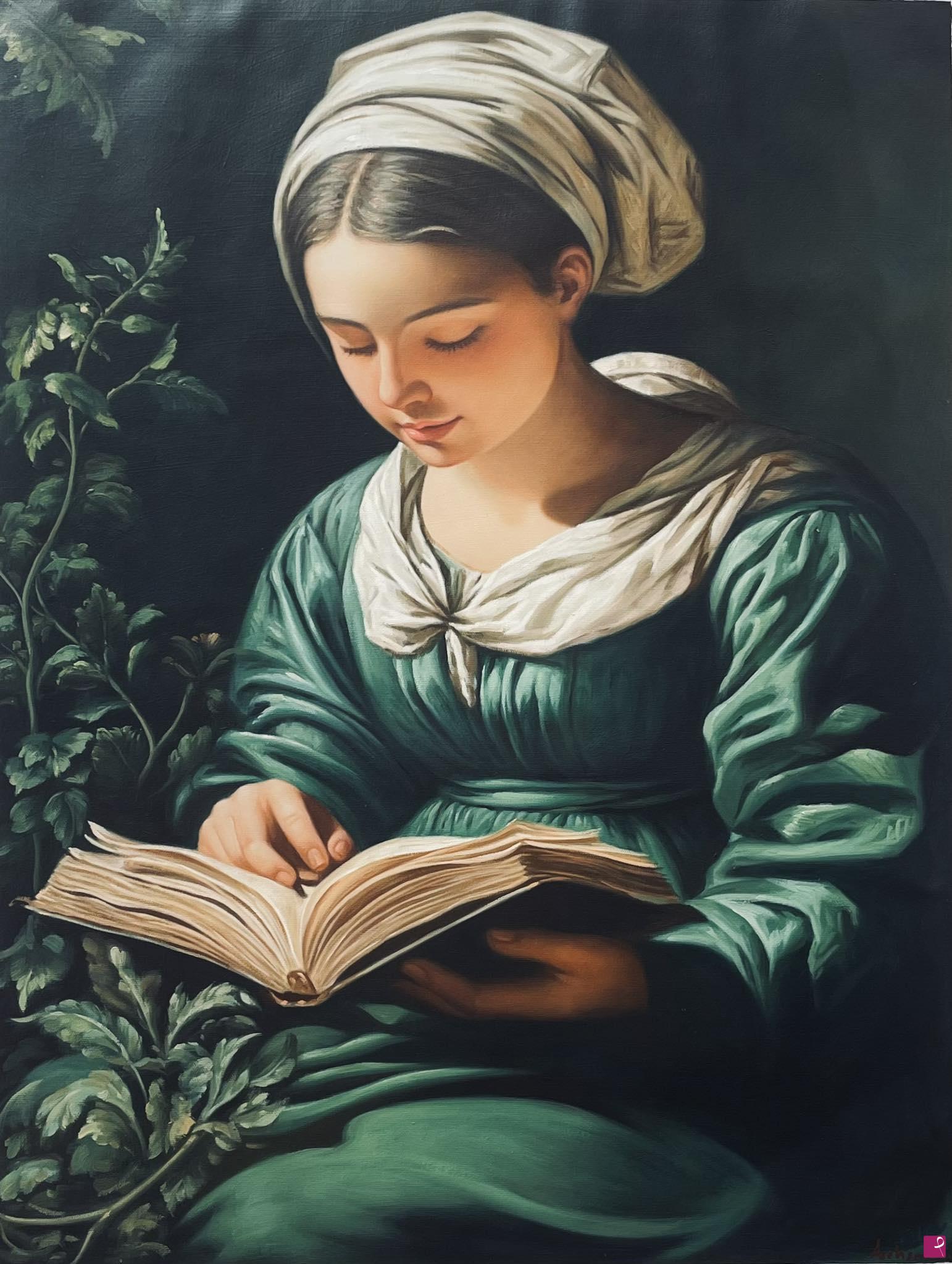 quadri in vendita online - Donna in verde