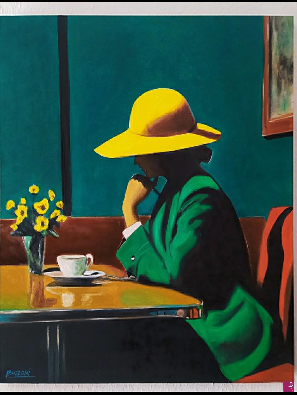 quadri in vendita online - Donna in verde ritratto arte moderna buzzoni 