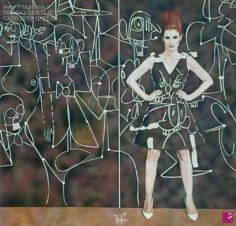 quadri in vendita online - Donna mimetica