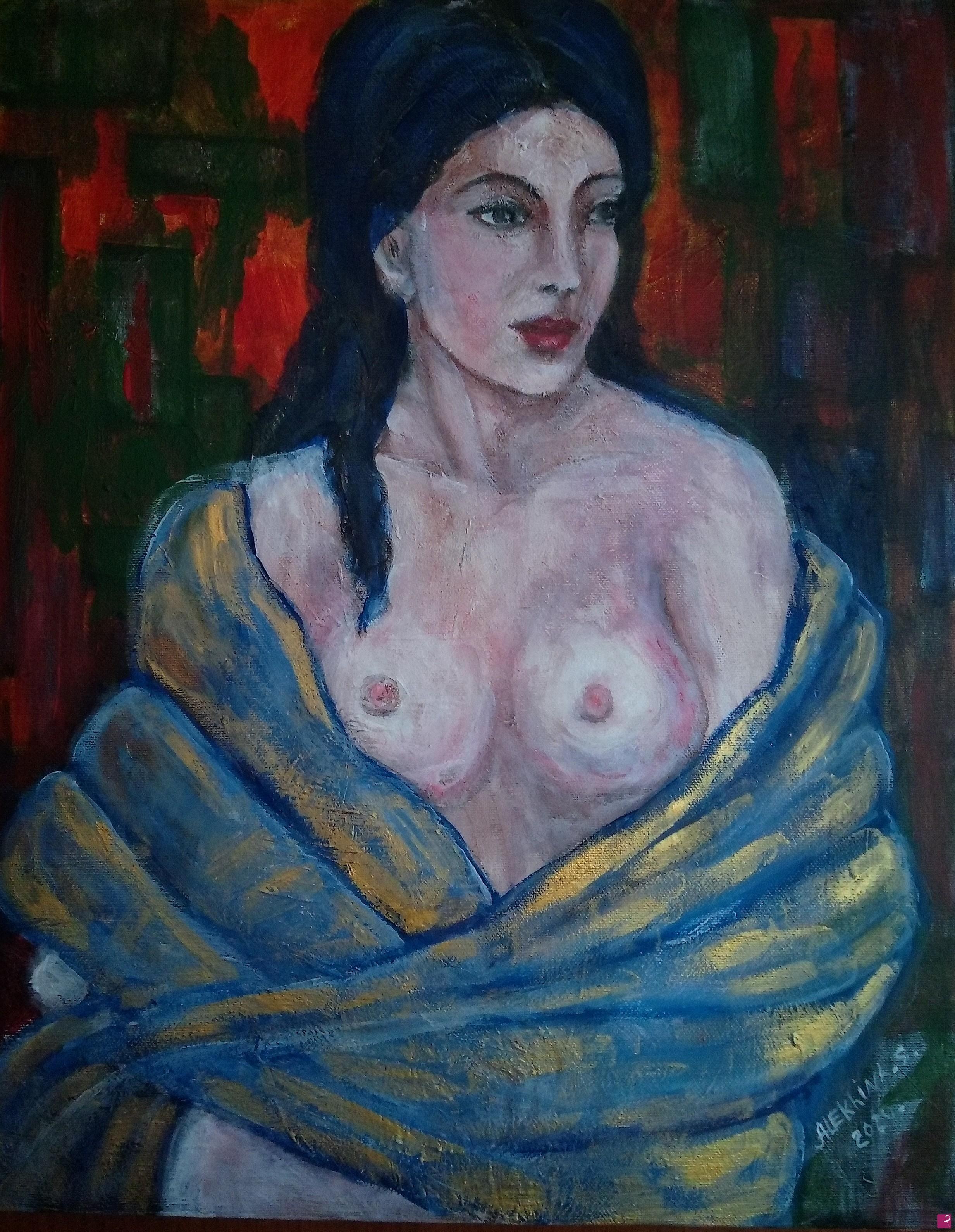 disponibile quadro - Donna nuda con scialle - Svetlana Alekhina |  PitturiAmo® APS