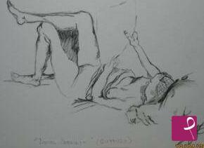 quadri in vendita online - "donna sdraiata" (R.Gottuso)-riproduzione-