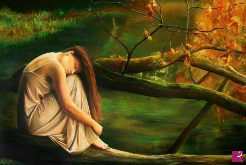 quadri in vendita online - Donna sull'albero