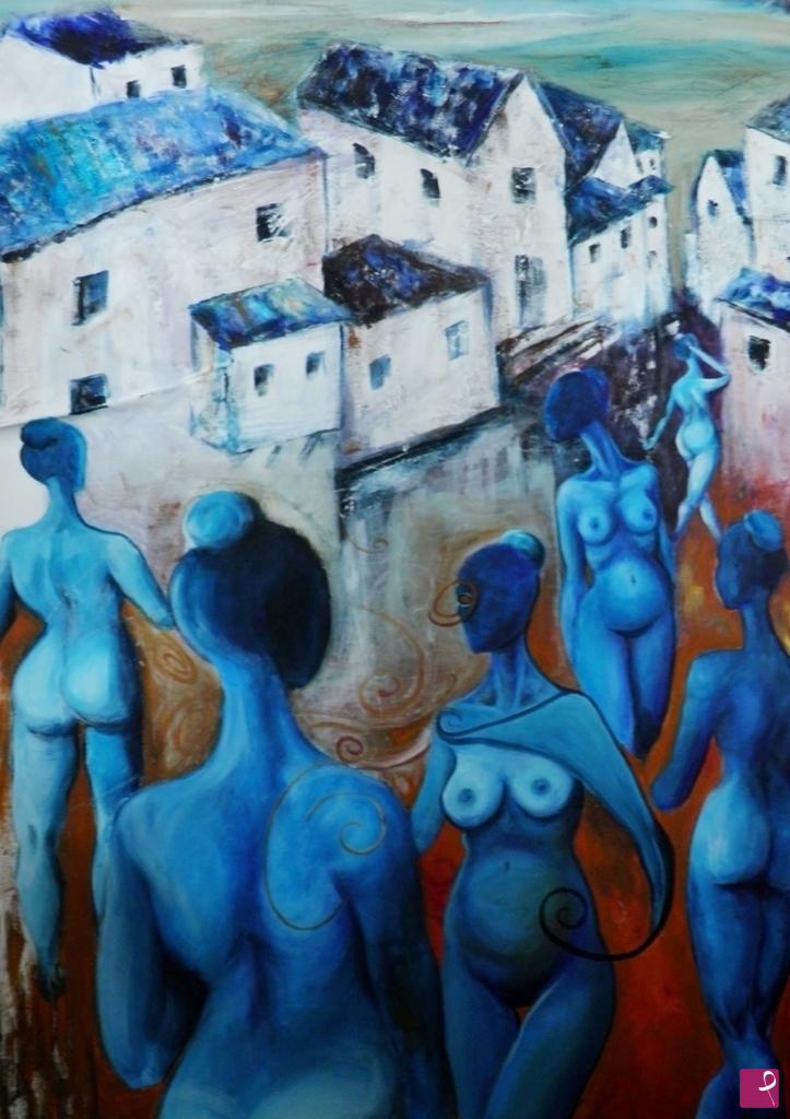 quadri in vendita online - Donne blu