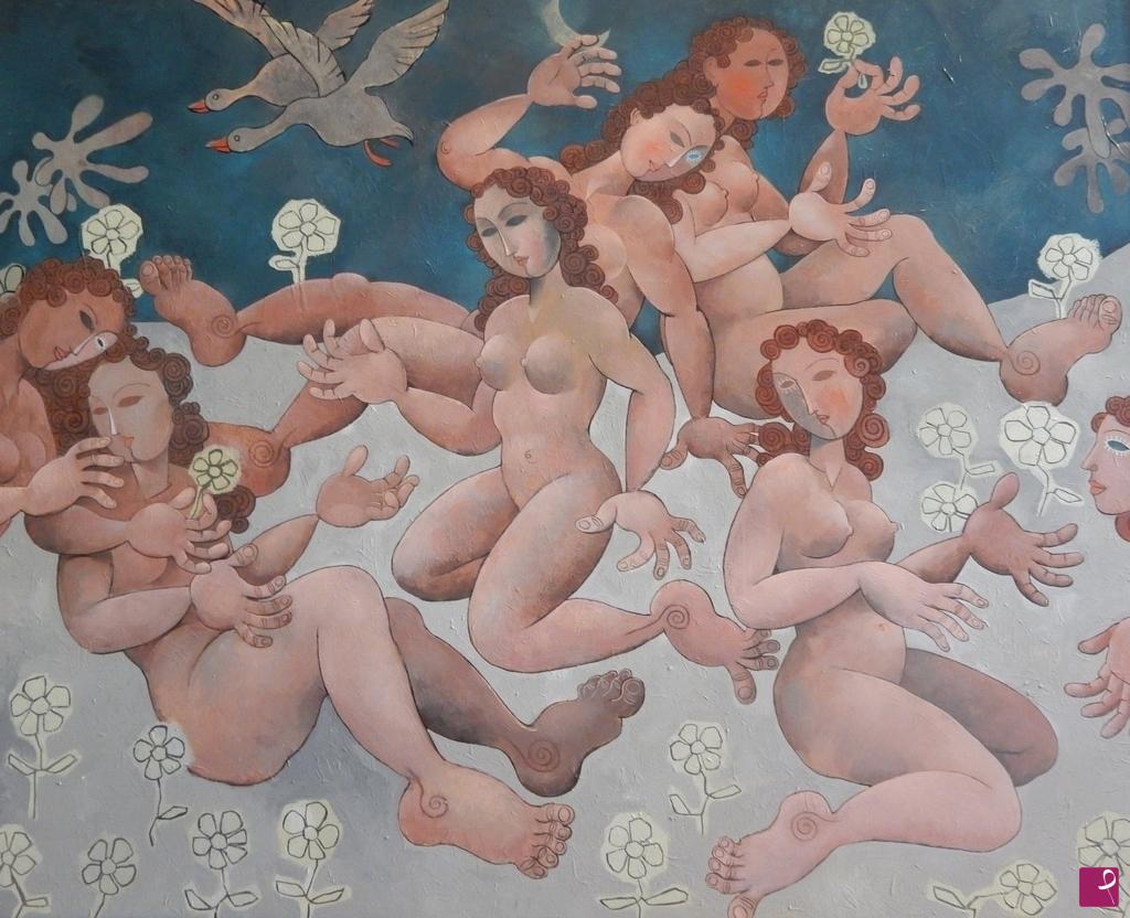 quadri in vendita online - donne che raccolgono fiori