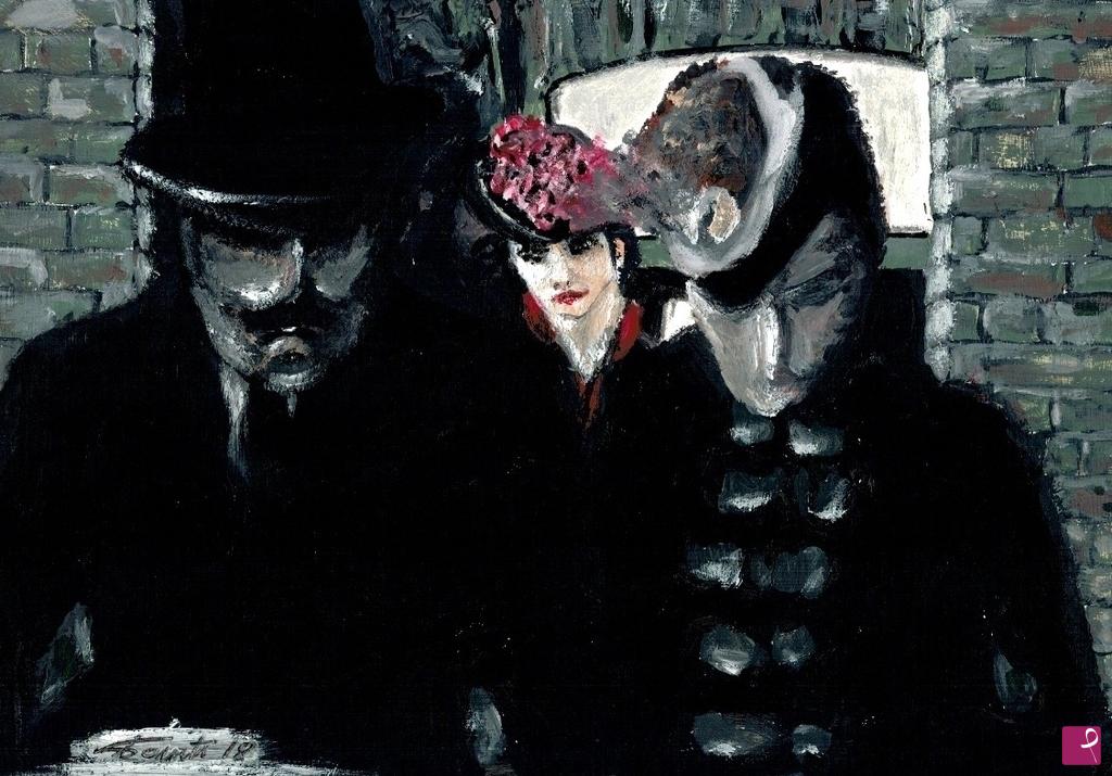quadri in vendita online - Donne con cappello