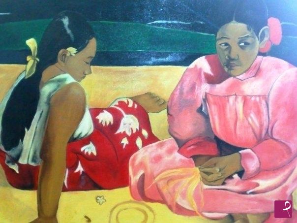 quadri in vendita online - Donne di Tahiti sulla spiaggia 