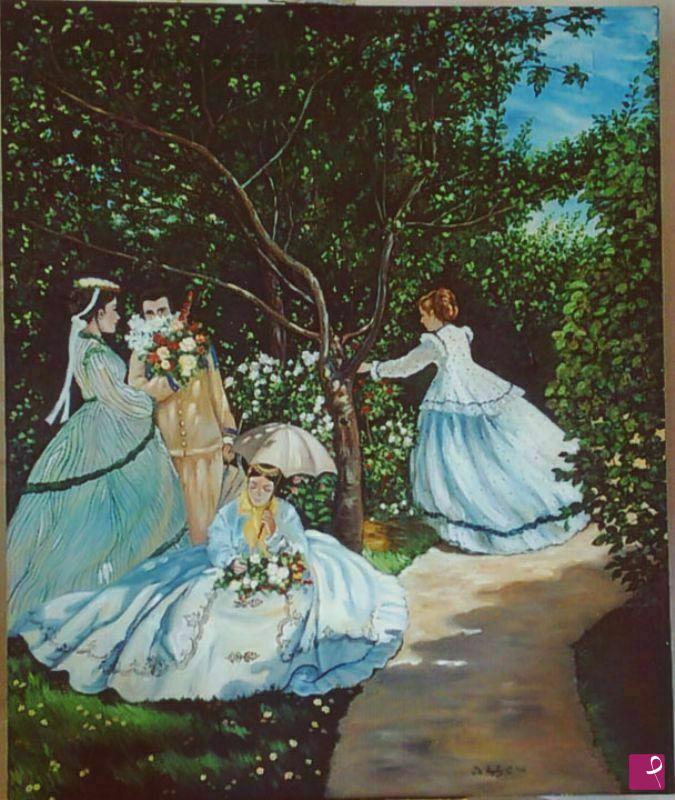 quadri in vendita online - Donne in giardino