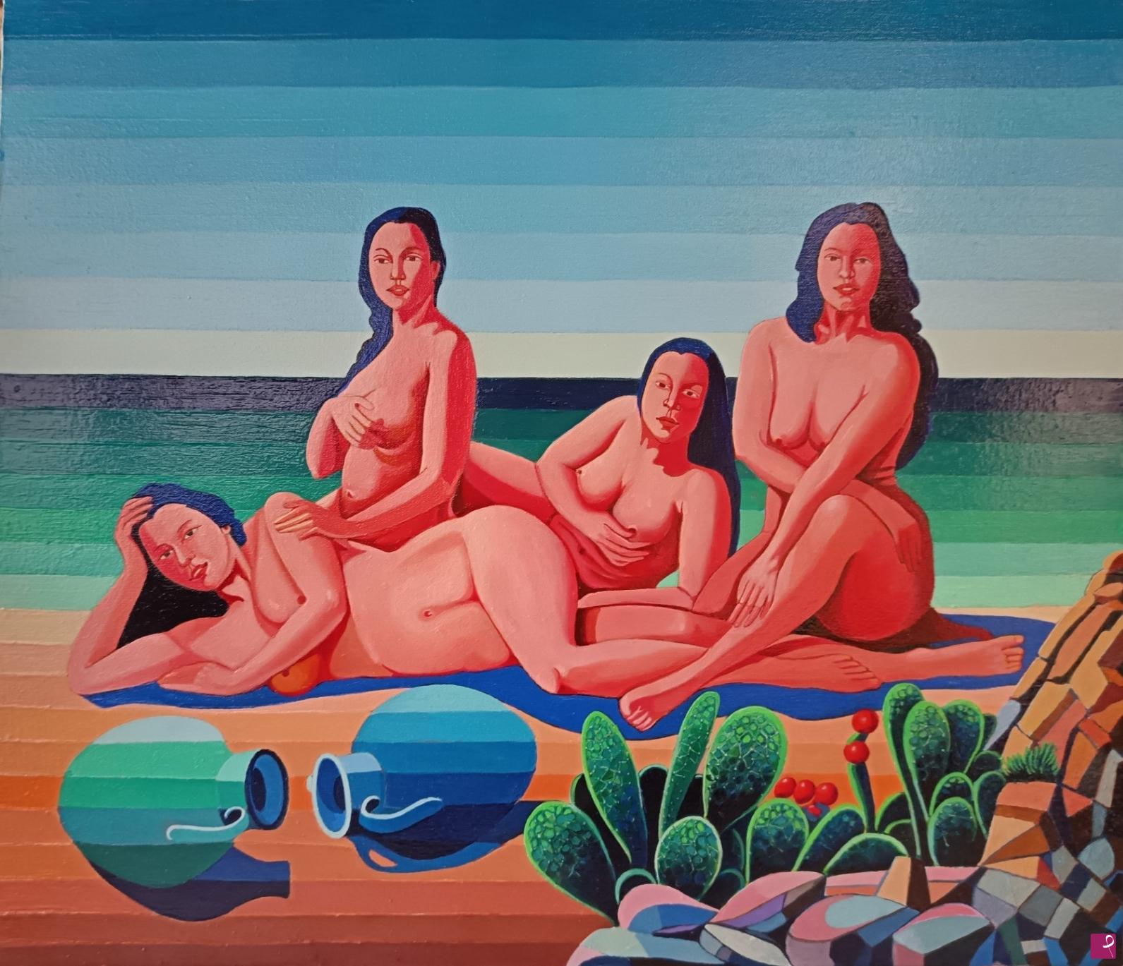 quadri in vendita online - Donne in spiaggia