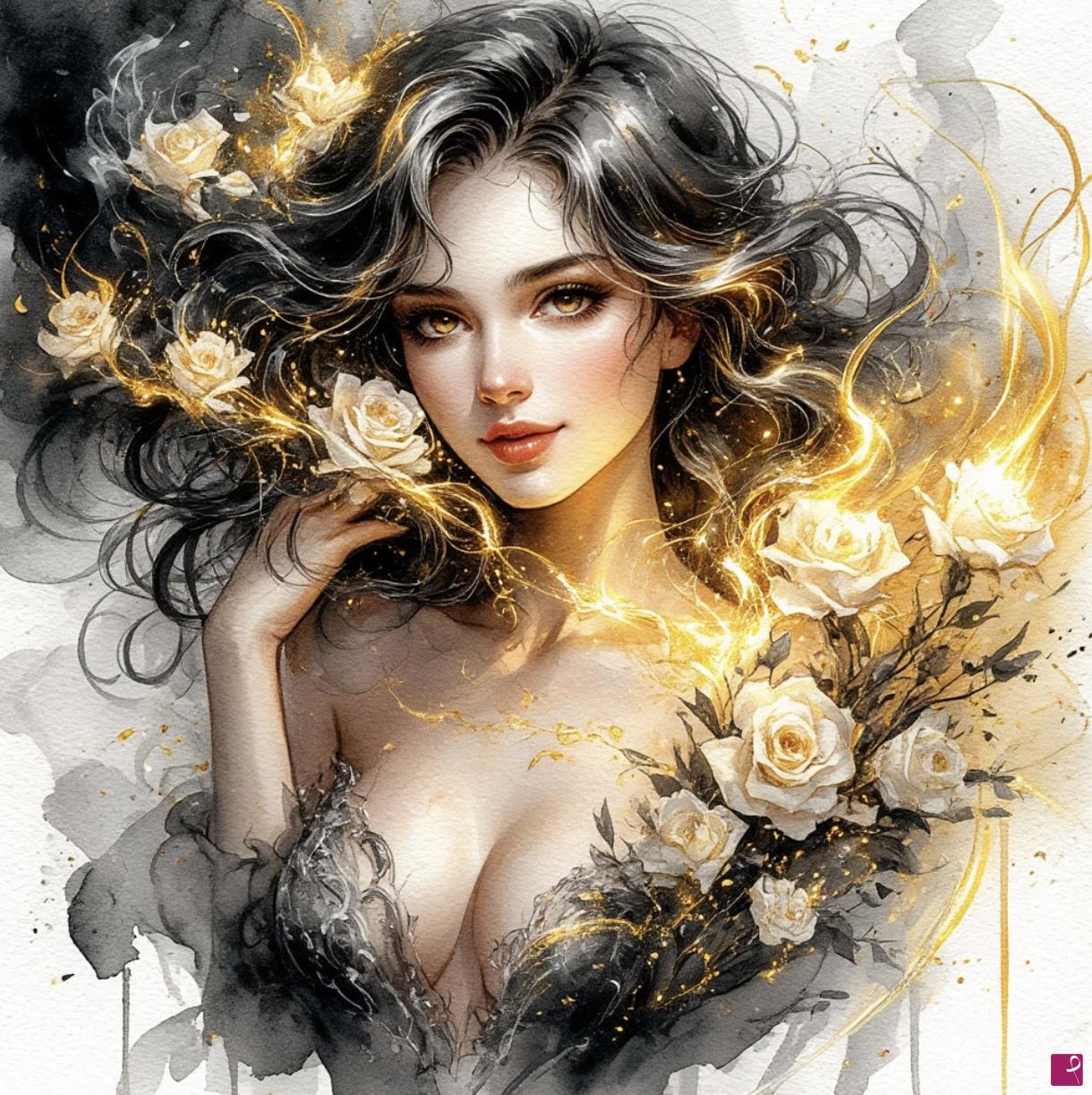 quadri in vendita online - Drawing of a beautiful girl