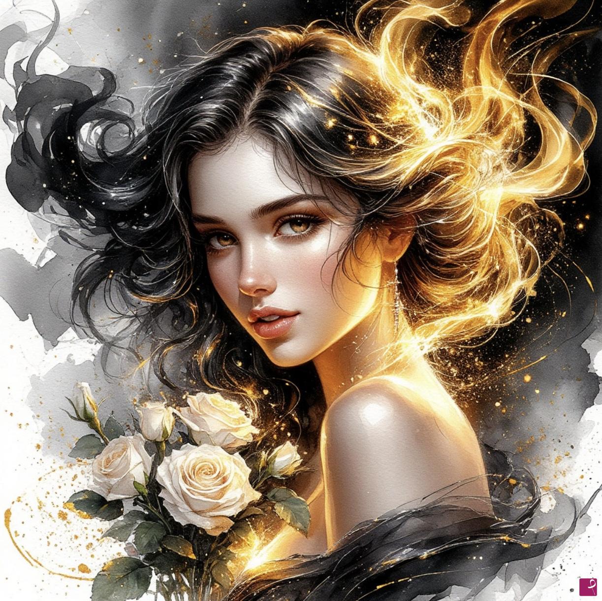 quadri in vendita online - Drawing of a beautiful girl2