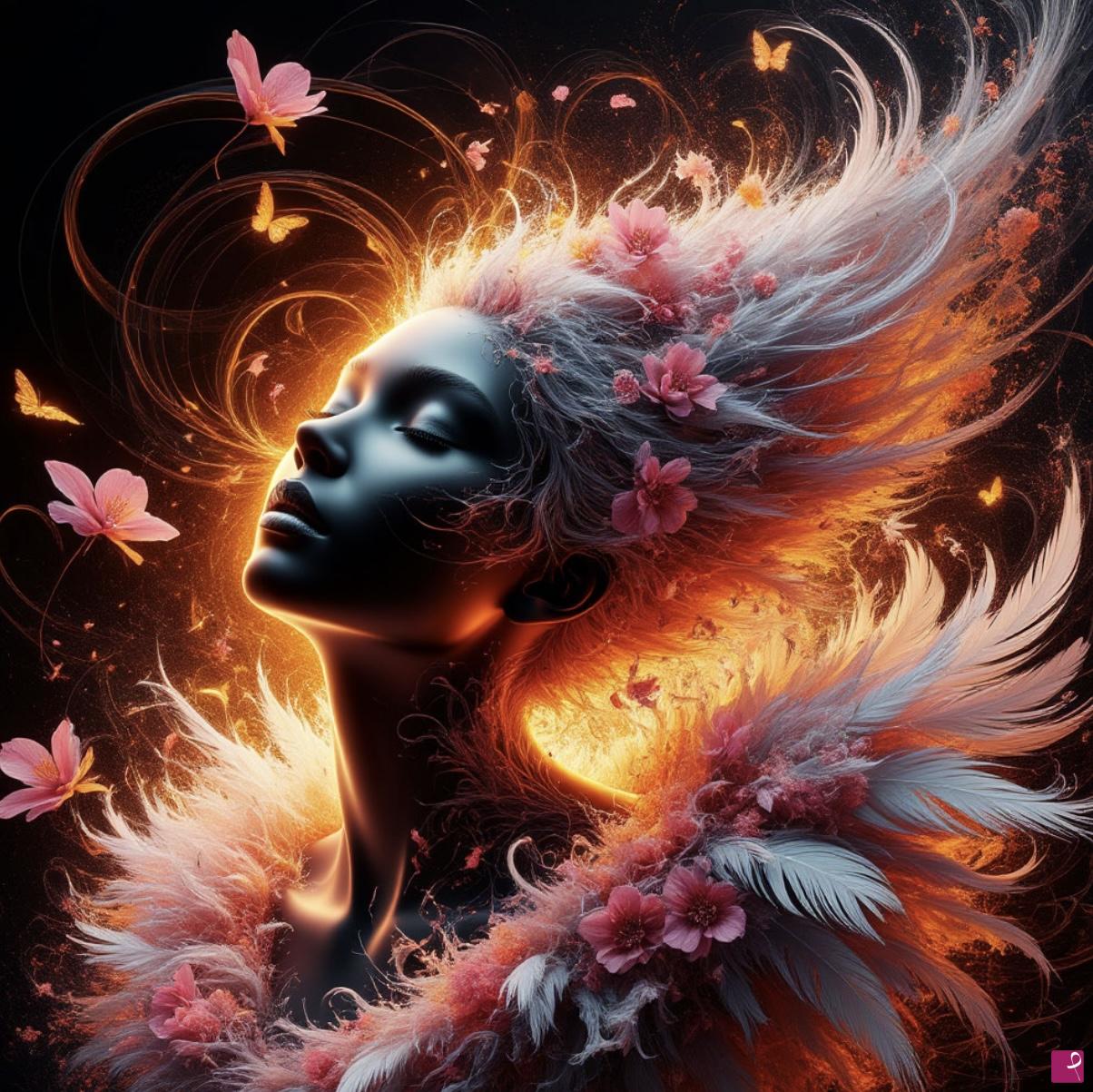 quadri in vendita online - Dream girl and many flowers 