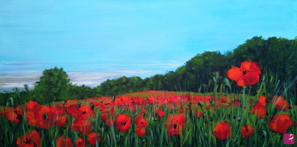 quadri in vendita online - Dreaming springtime with poppies on canvas