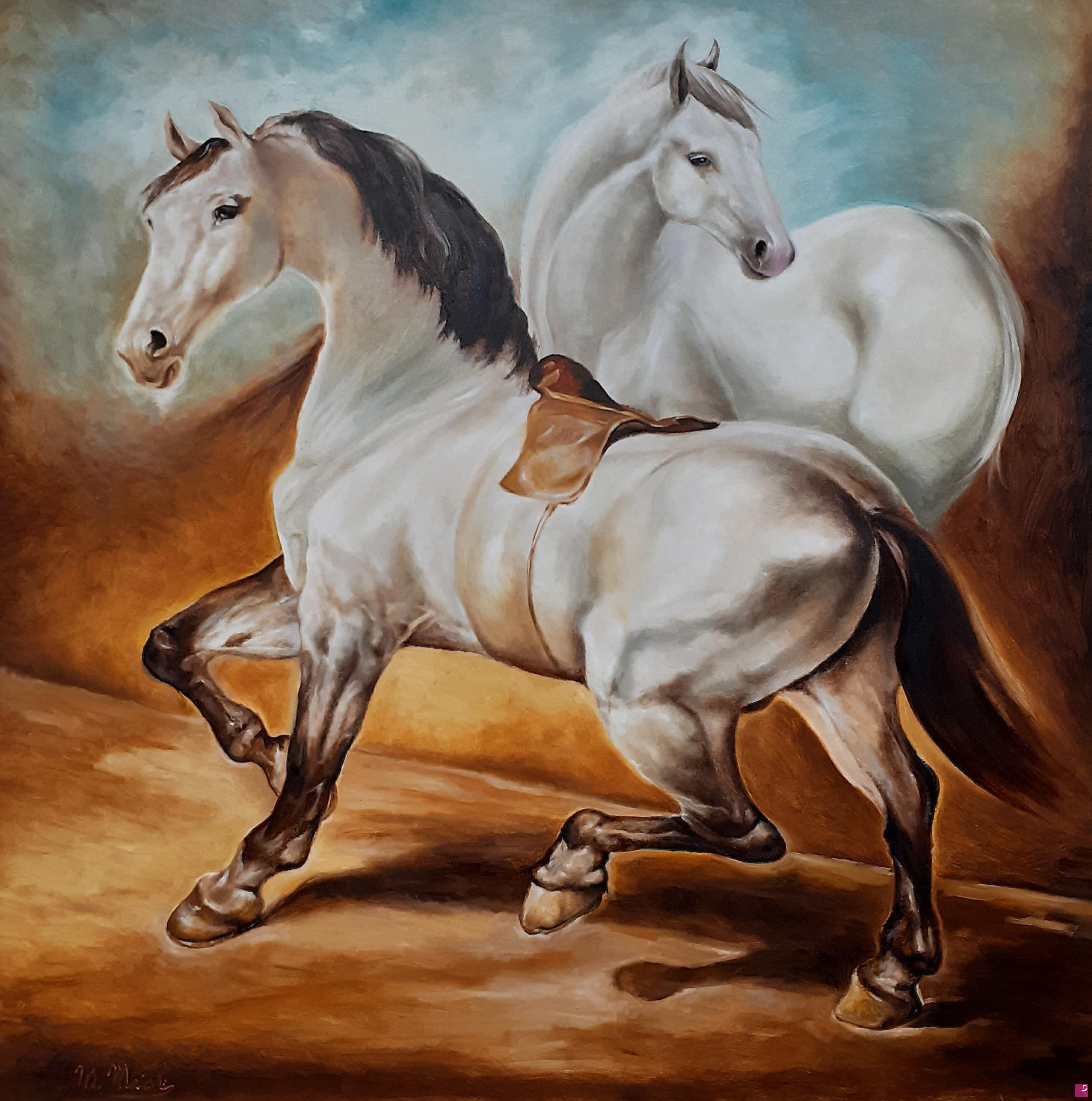 quadri in vendita online -  DUE CAVALLI (omaggio a Gericault)