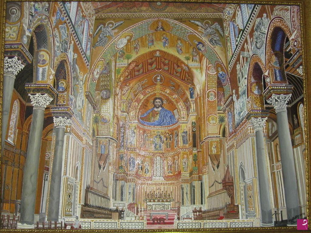 quadri in vendita online - DUOMO DI MONREALE SULLA TELA 2018