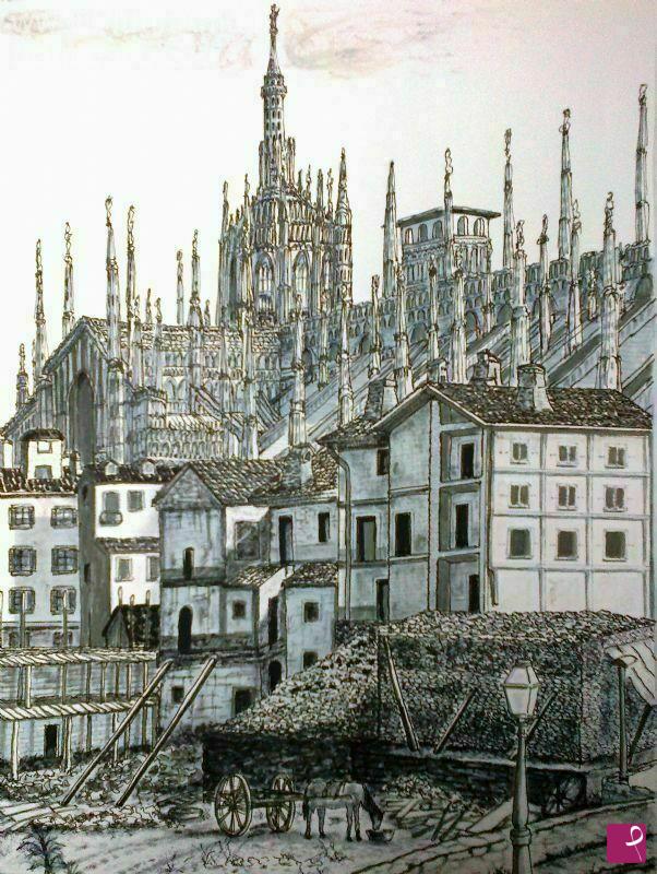 quadri in vendita online - duomo e dintorni nel 1845