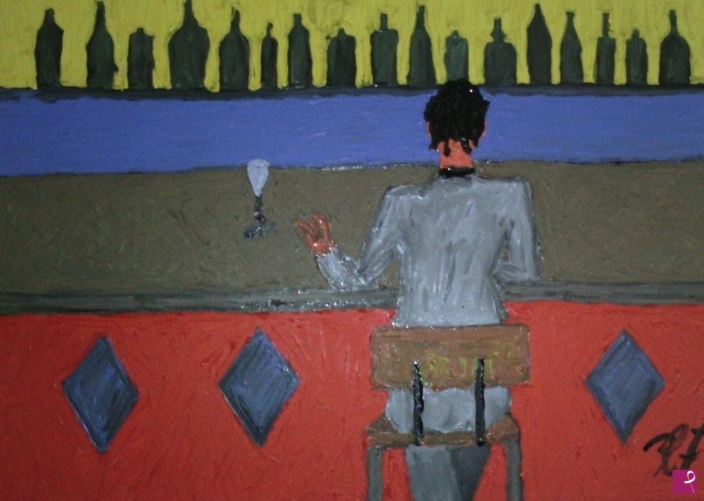 quadri in vendita online - E' al bancone (50x70; olio su tela)