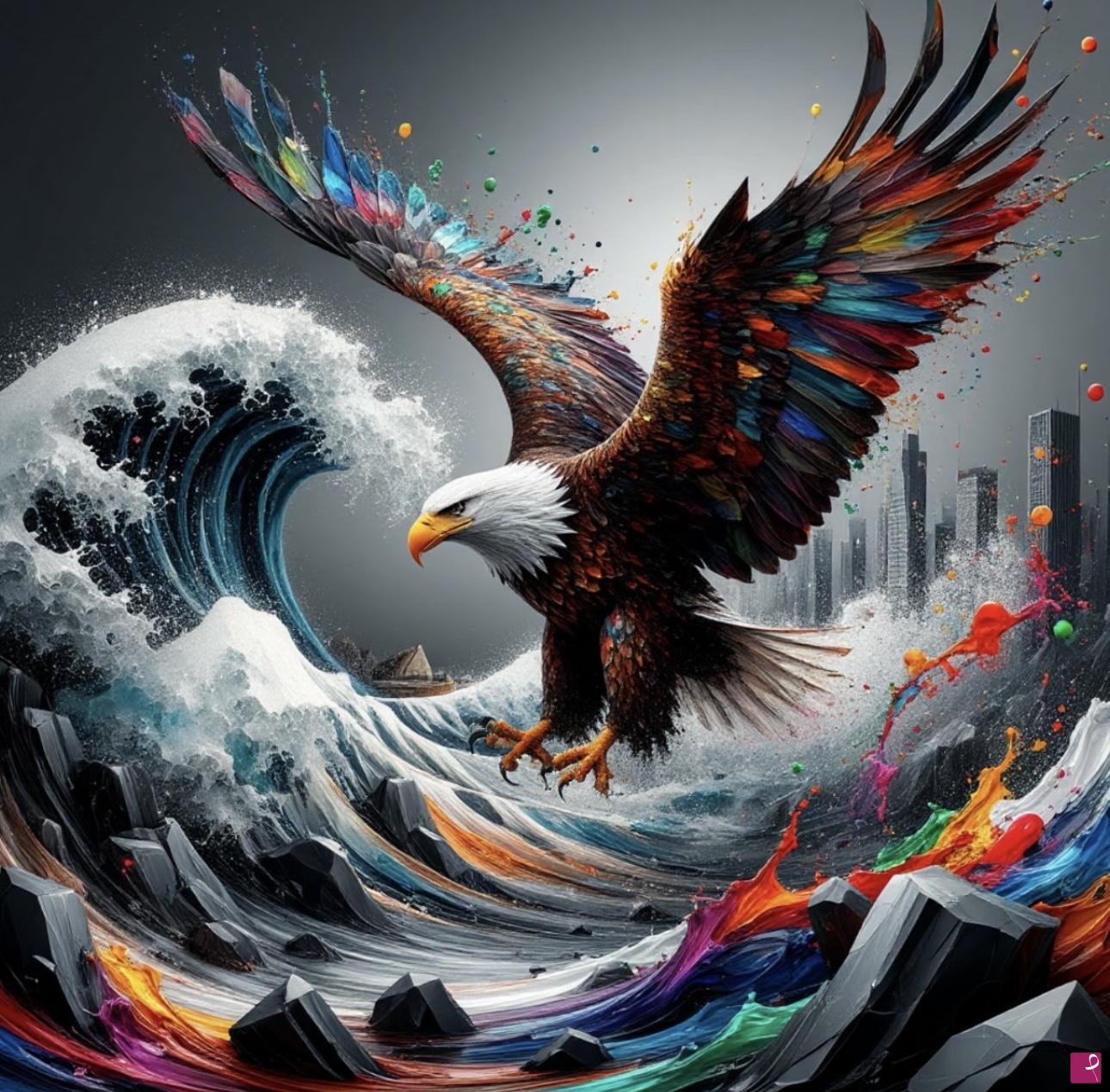 quadri in vendita online - Eagle and sea waves 