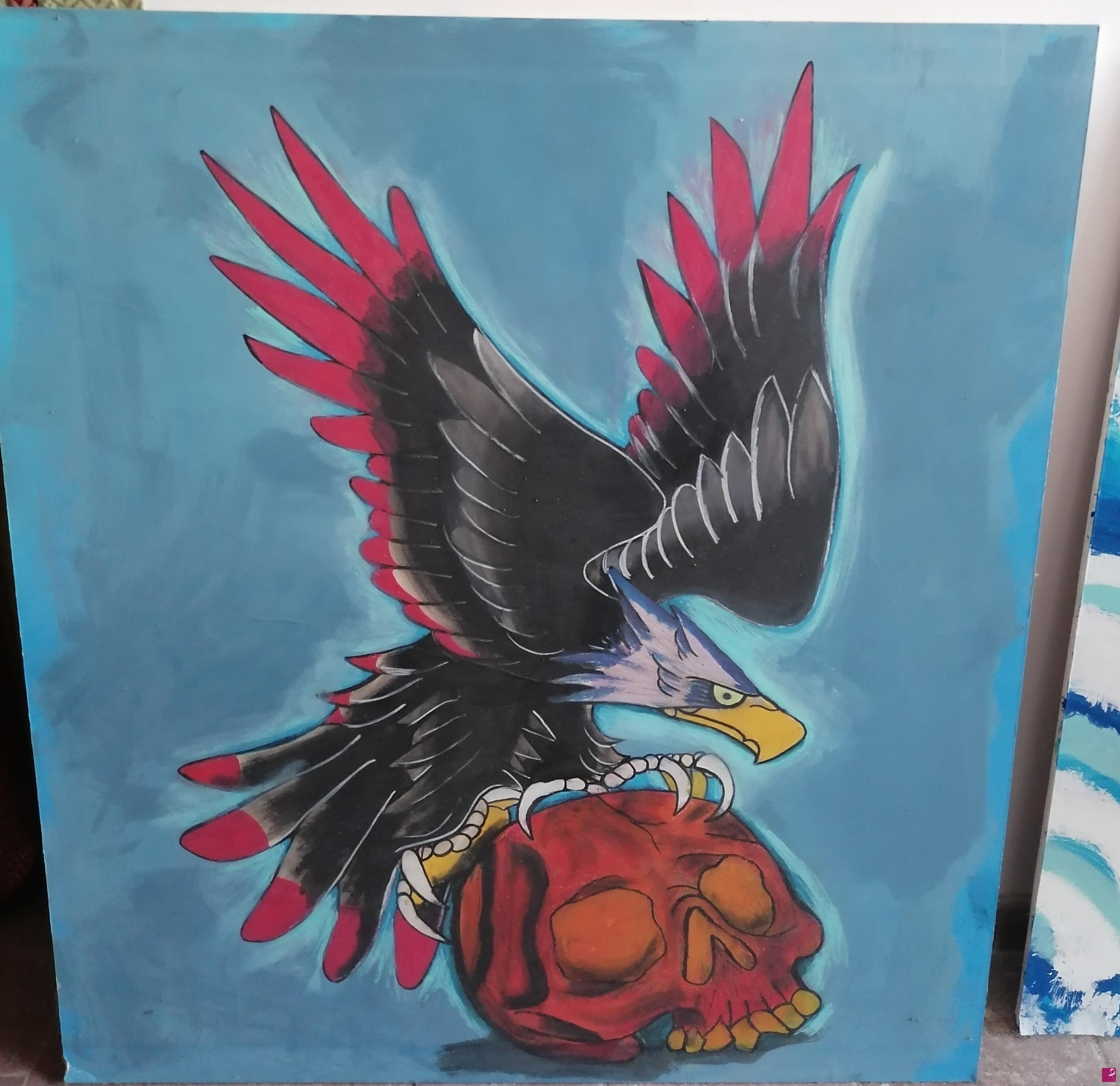 quadri in vendita online - eagle eatin red skull