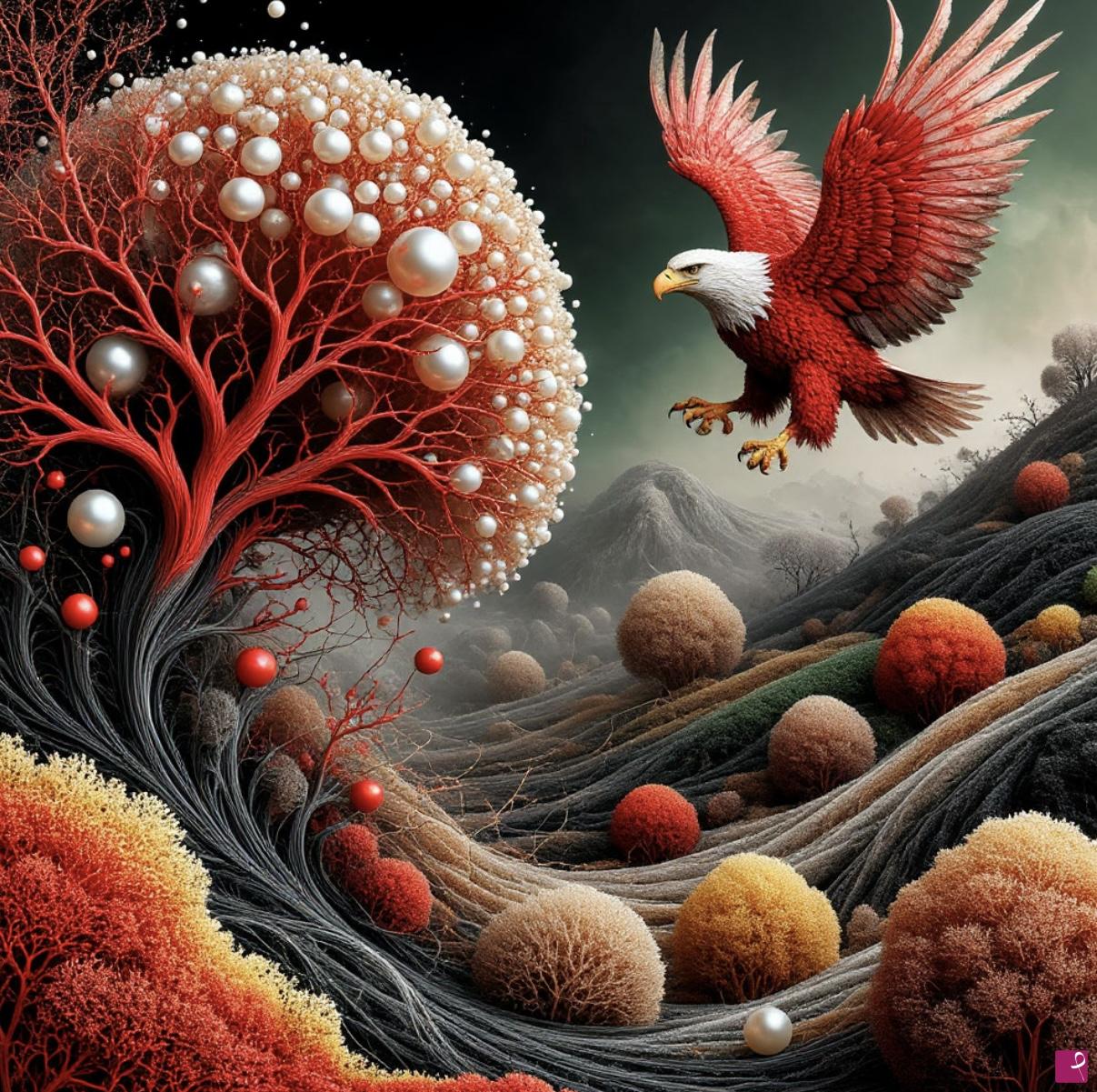 quadri in vendita online - Eagle in fantasy forest 