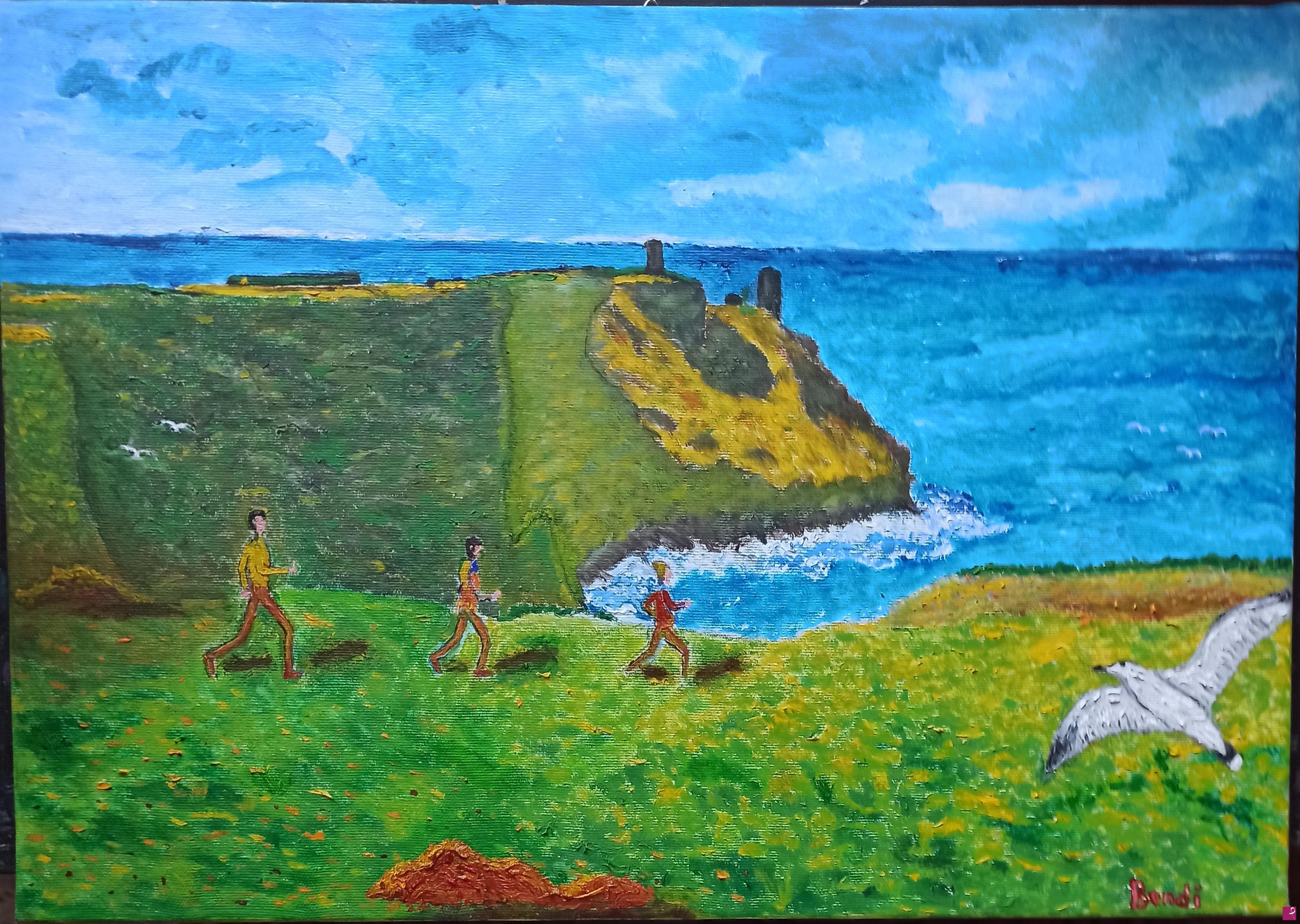 quadri in vendita online - Edo,Nicco,Fede, sulle Cliffs of Moher ( Irlanda )