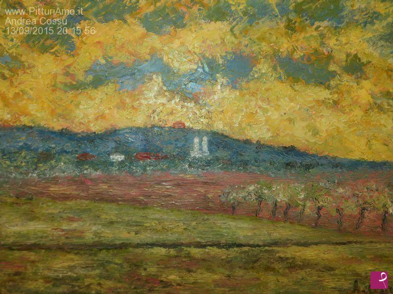 quadri in vendita online - Effetto di tramonto nel Banato  ad Agrisu Mare ( Romania )