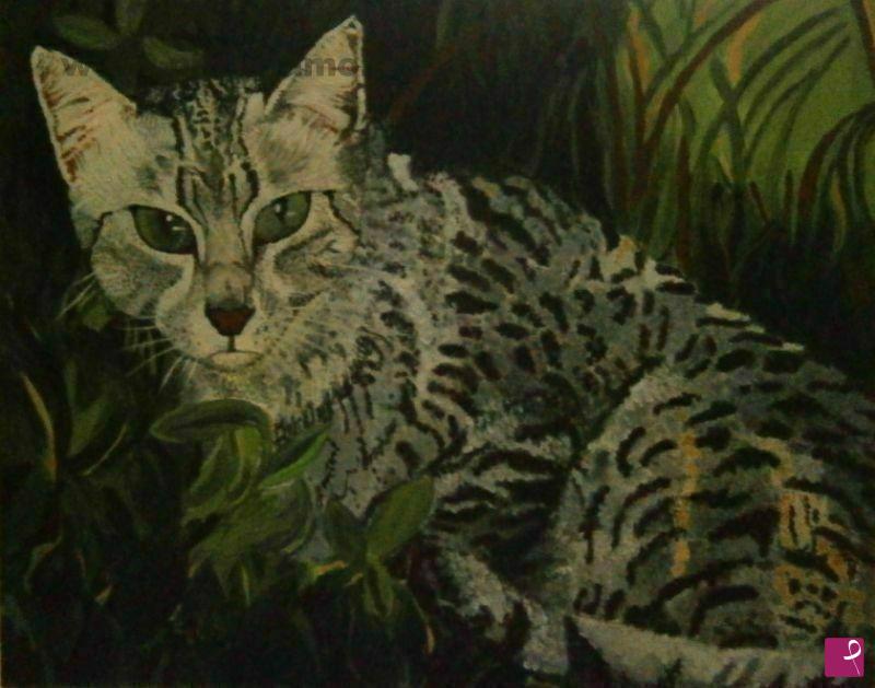 quadri in vendita online - Egyptian Mau - Olio su Tela - 50 x 40 Tecnica Pennello anno 2012