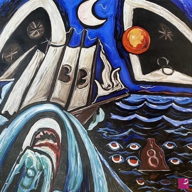 quadri in vendita online - Eight Bells Folly: Memorial to Hart Crane (Marsden Hartley, copia parziale)
