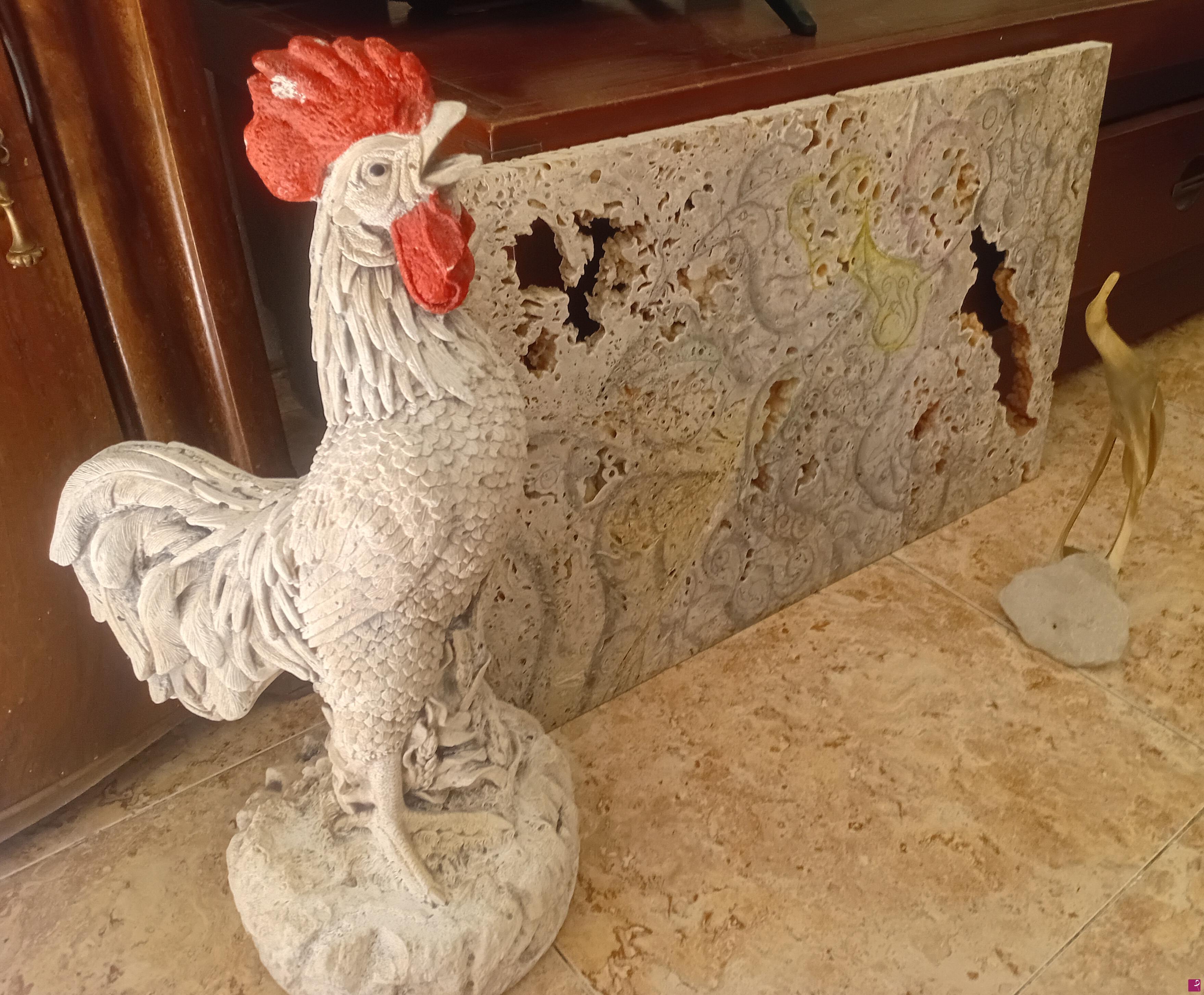 quadri in vendita online - El Gallo..., La Garza... y la Piedra lisérsica boceto.