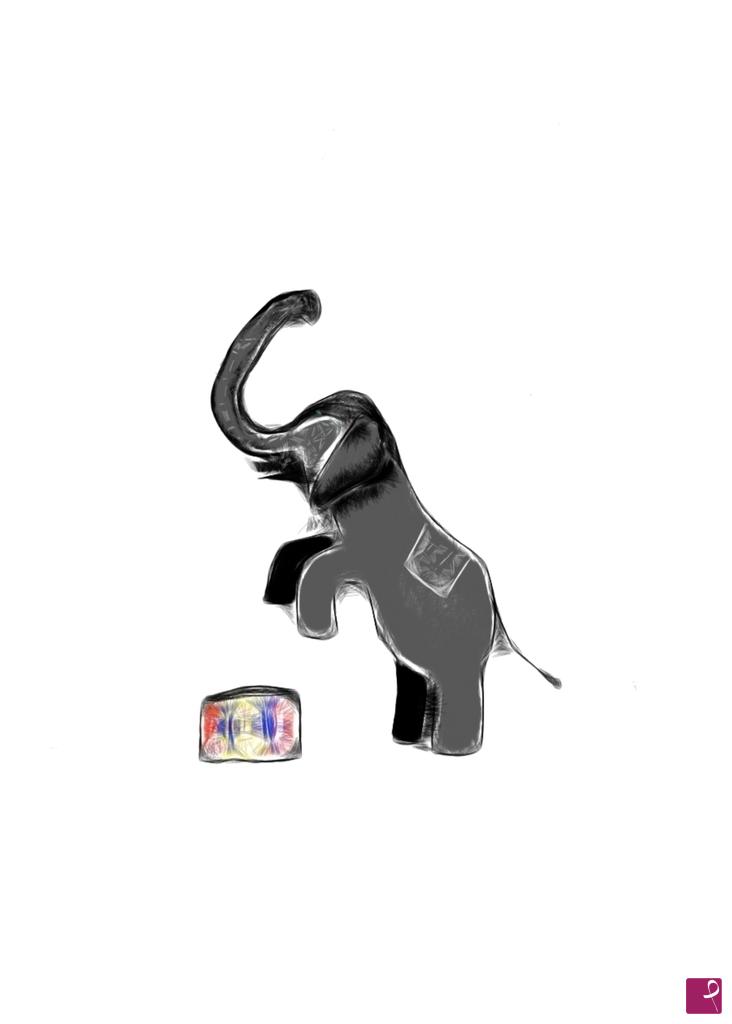 quadri in vendita online - Elefante al Circo 