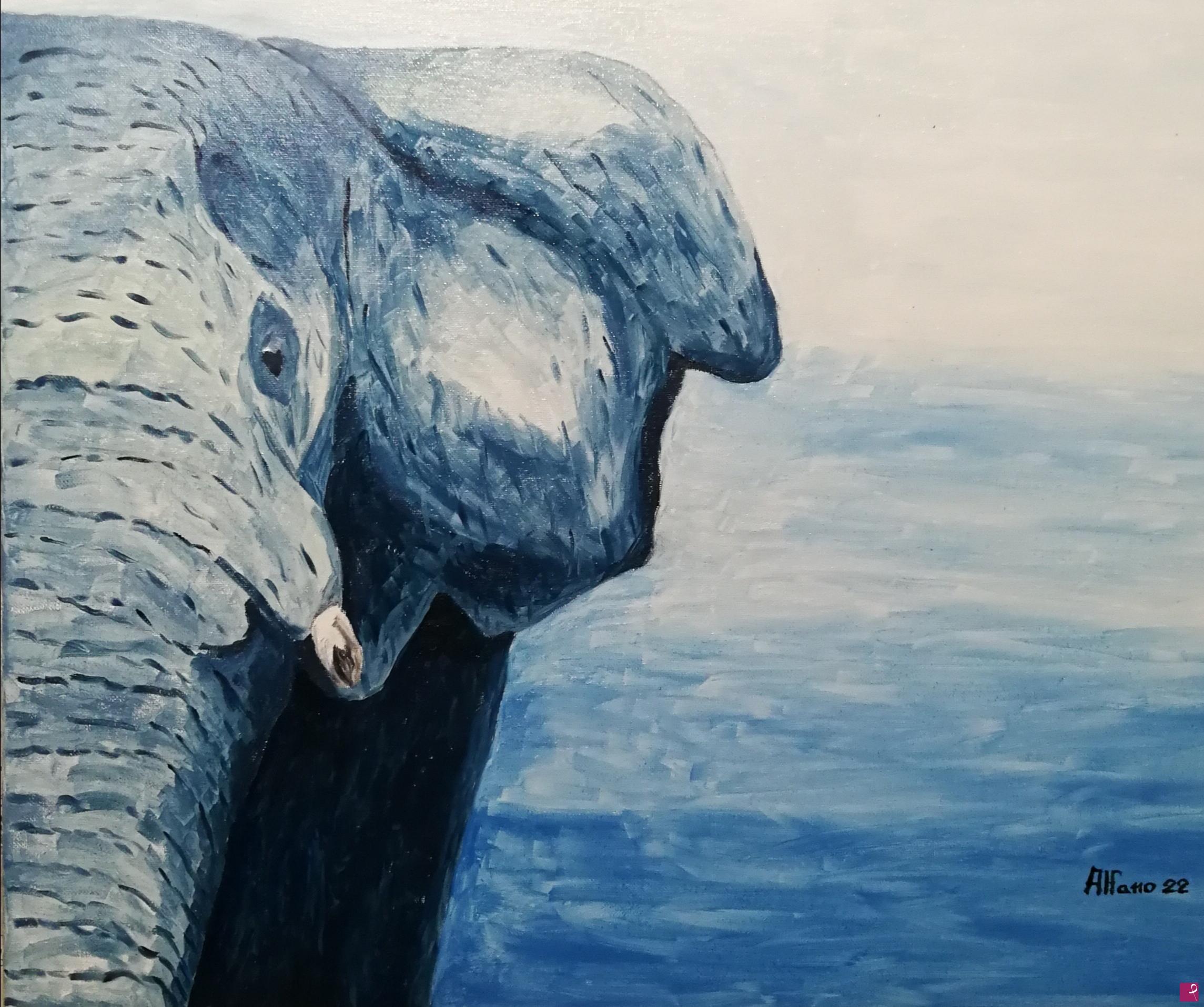 quadri in vendita online - Elefante blu