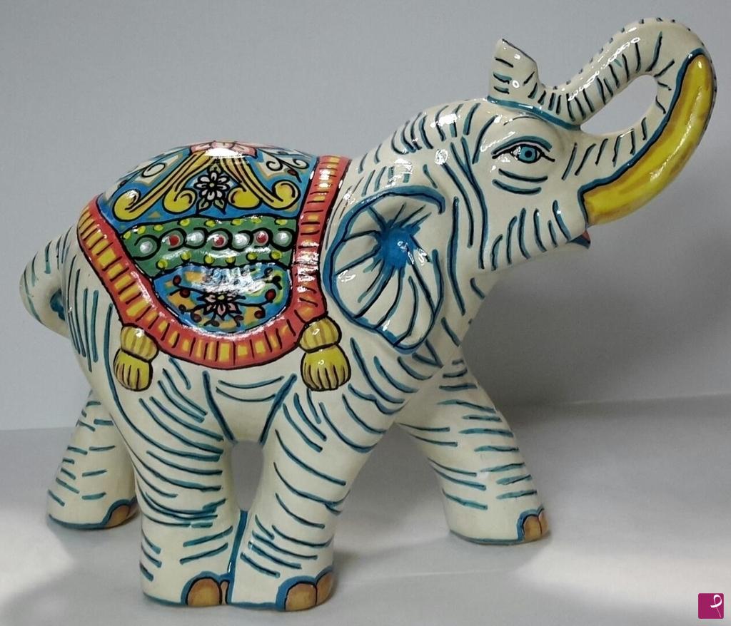 quadri in vendita online - Elefante "INDIANO"  in ceramica artistica.