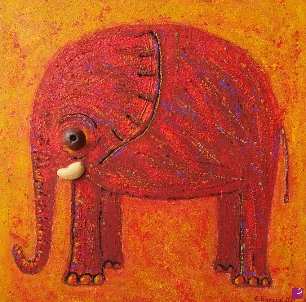 quadri in vendita online - Elefante rosso