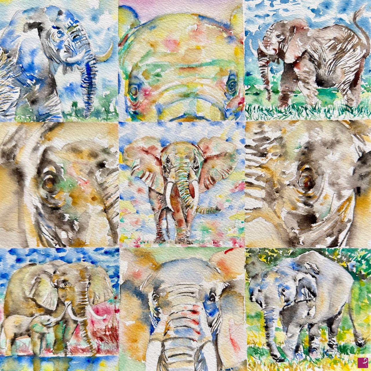 quadri in vendita online - ELEPHANT - NINE POINTS OF VIEW ( ELEFANTE - NOVE PUNTI DI VISTA )