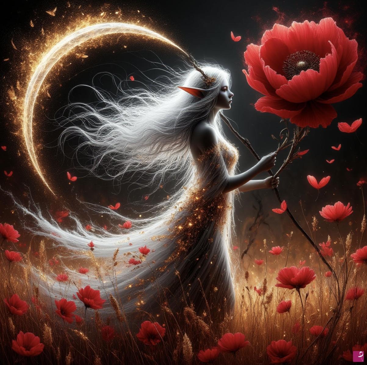 quadri in vendita online - Elf girl in field flowers2
