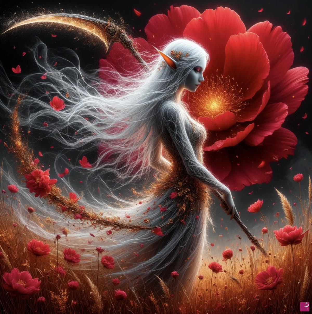 quadri in vendita online - Elf girl in field flowers3