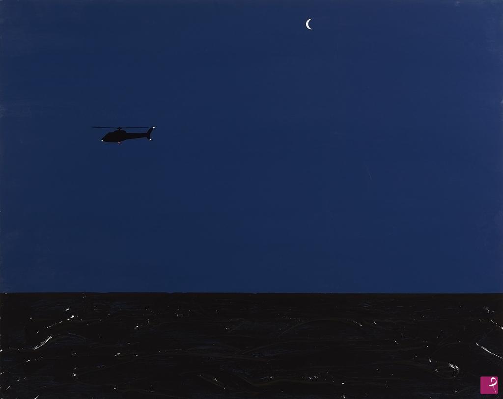 quadri in vendita online - Elicottero volo notturno in Mediterraneo