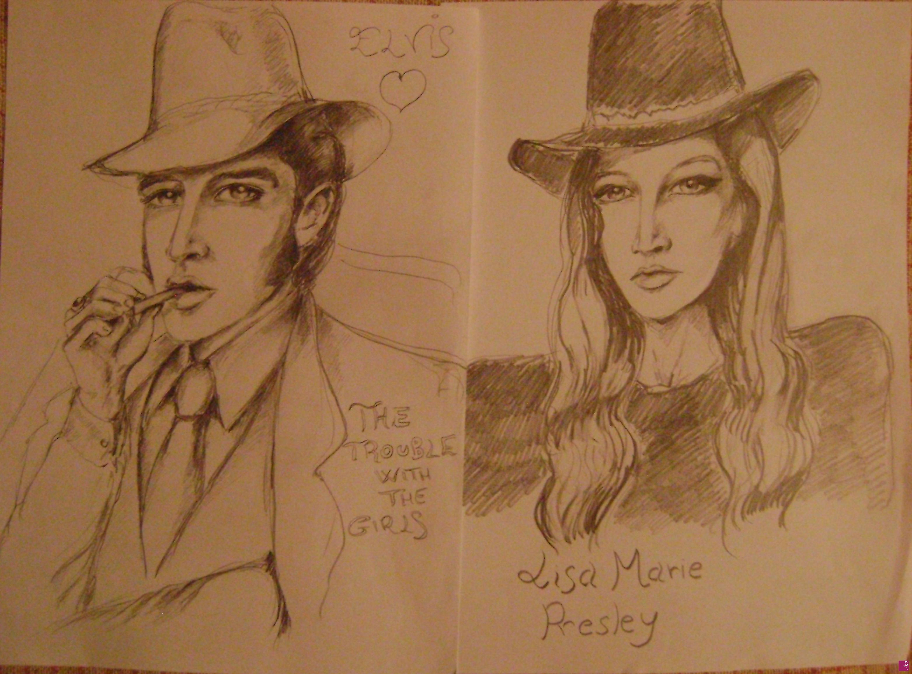 quadri in vendita online - Elvis Presley and Lisa Marie Presley