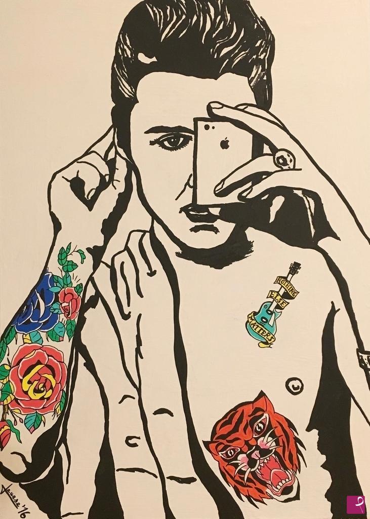 quadri in vendita online - Elvis Selfie With Tattoos