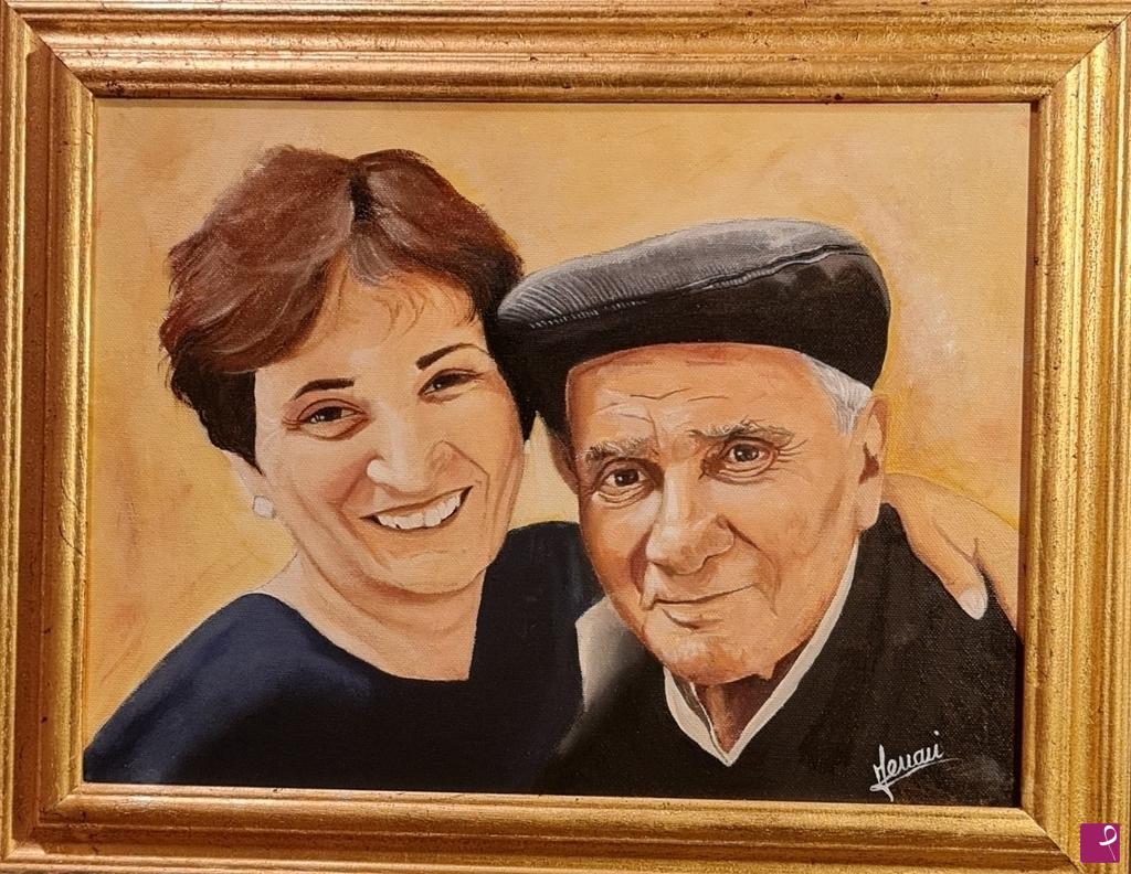 quadri in vendita online - EMANUELA E IL SUO PAPÀ  FRANCO