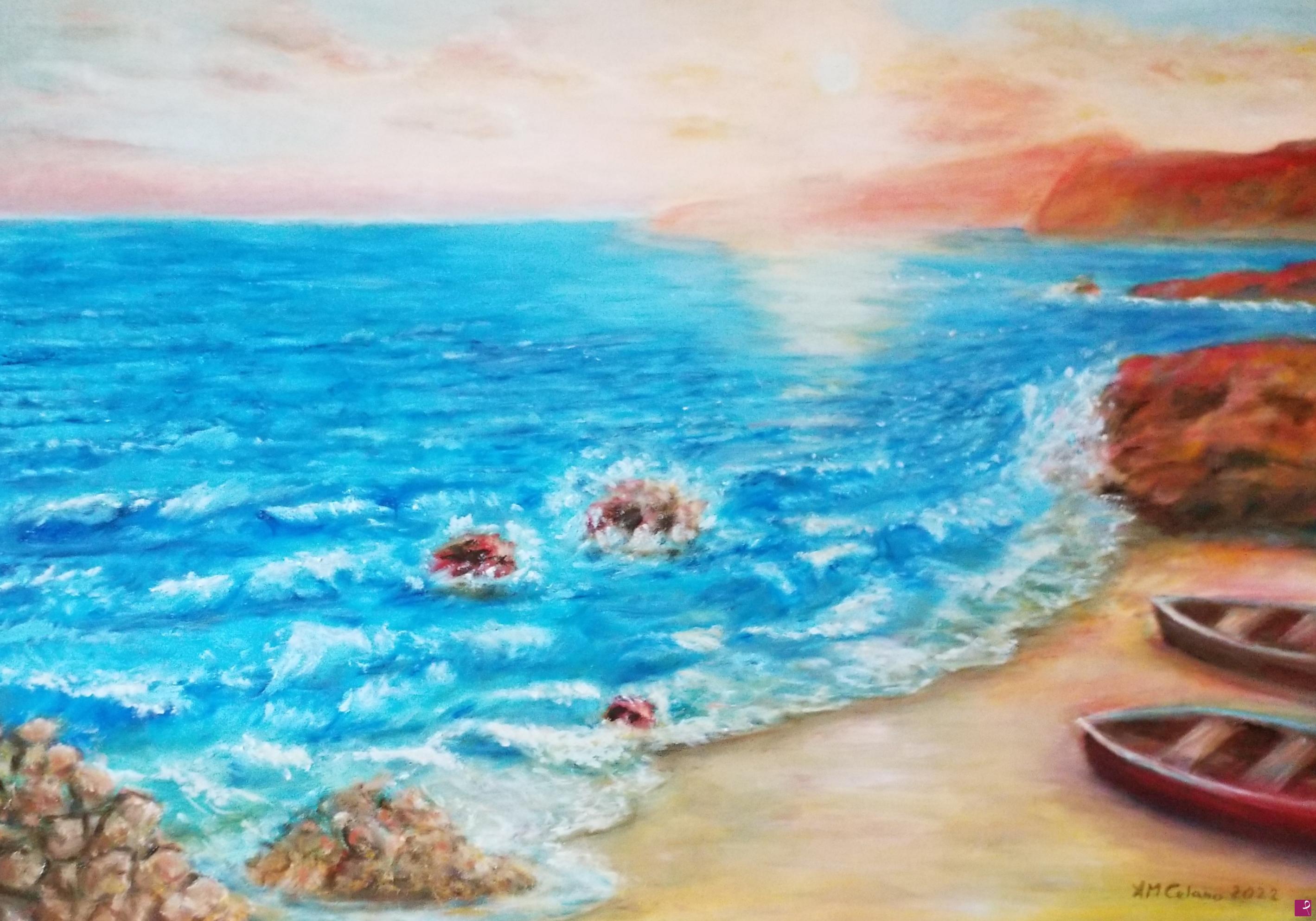 quadri in vendita online - Emozioni di un tramonto sul mare