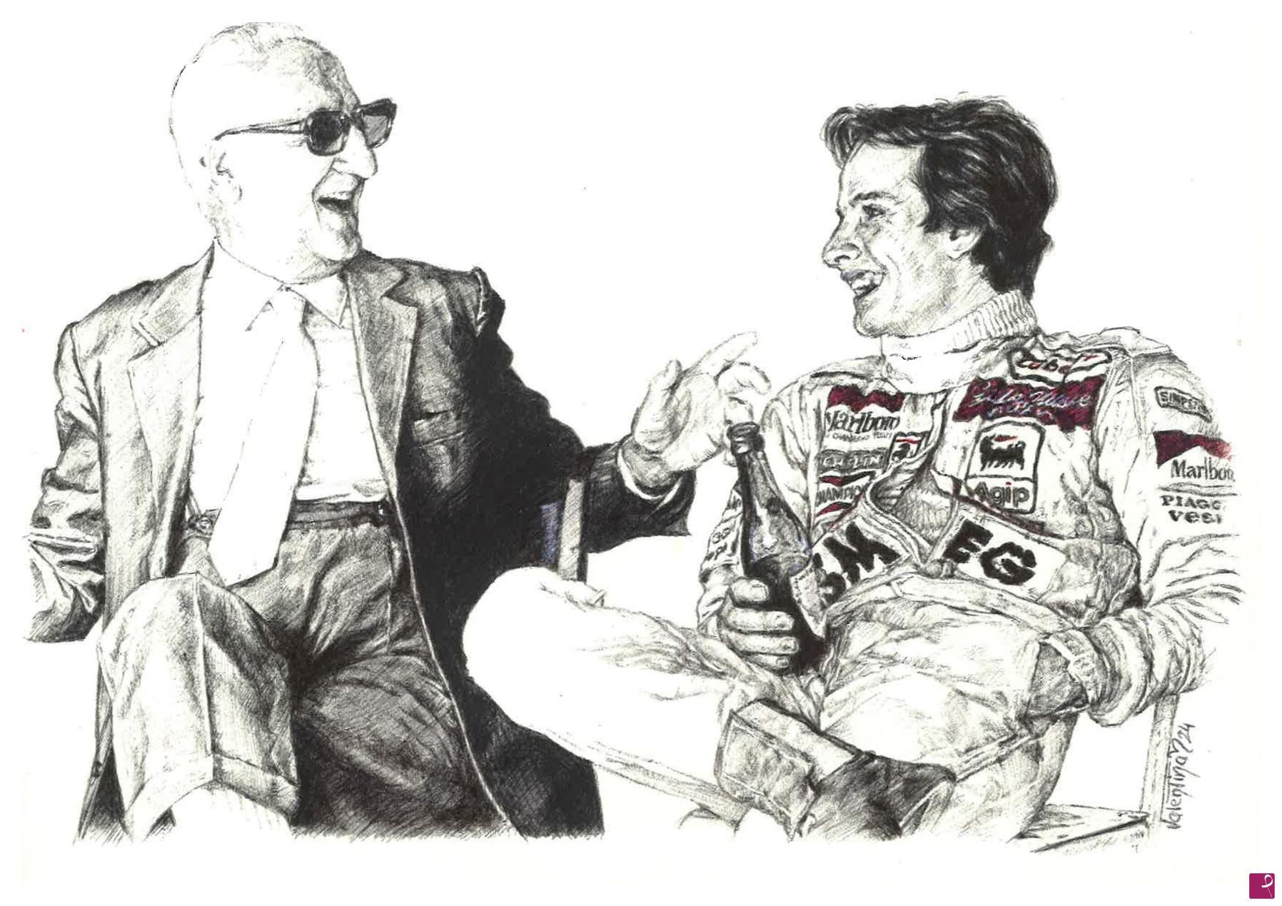 quadri in vendita online - Enzo Ferrari e Villeneuve 