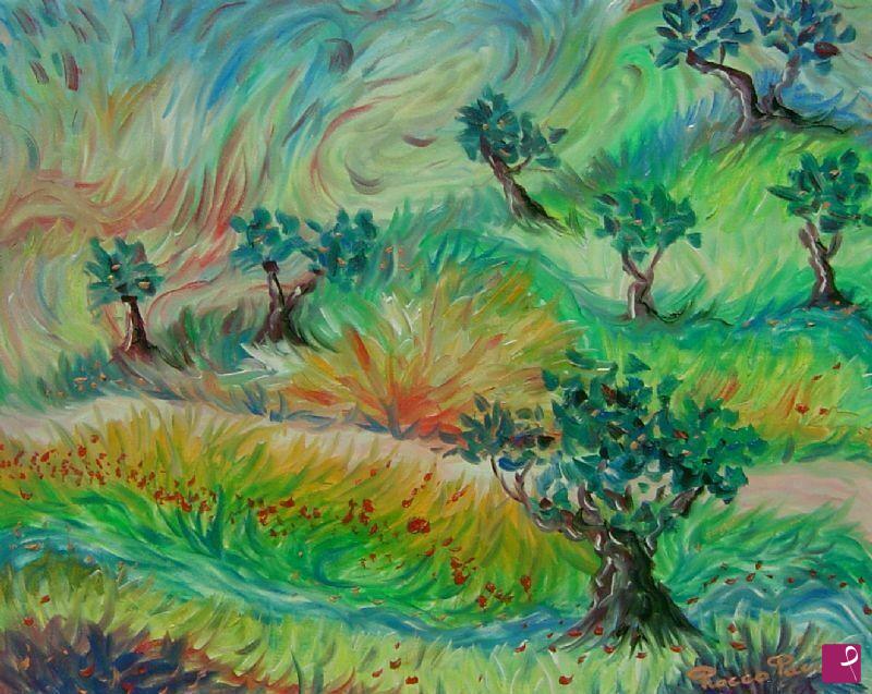 quadri in vendita online - Erba in collina