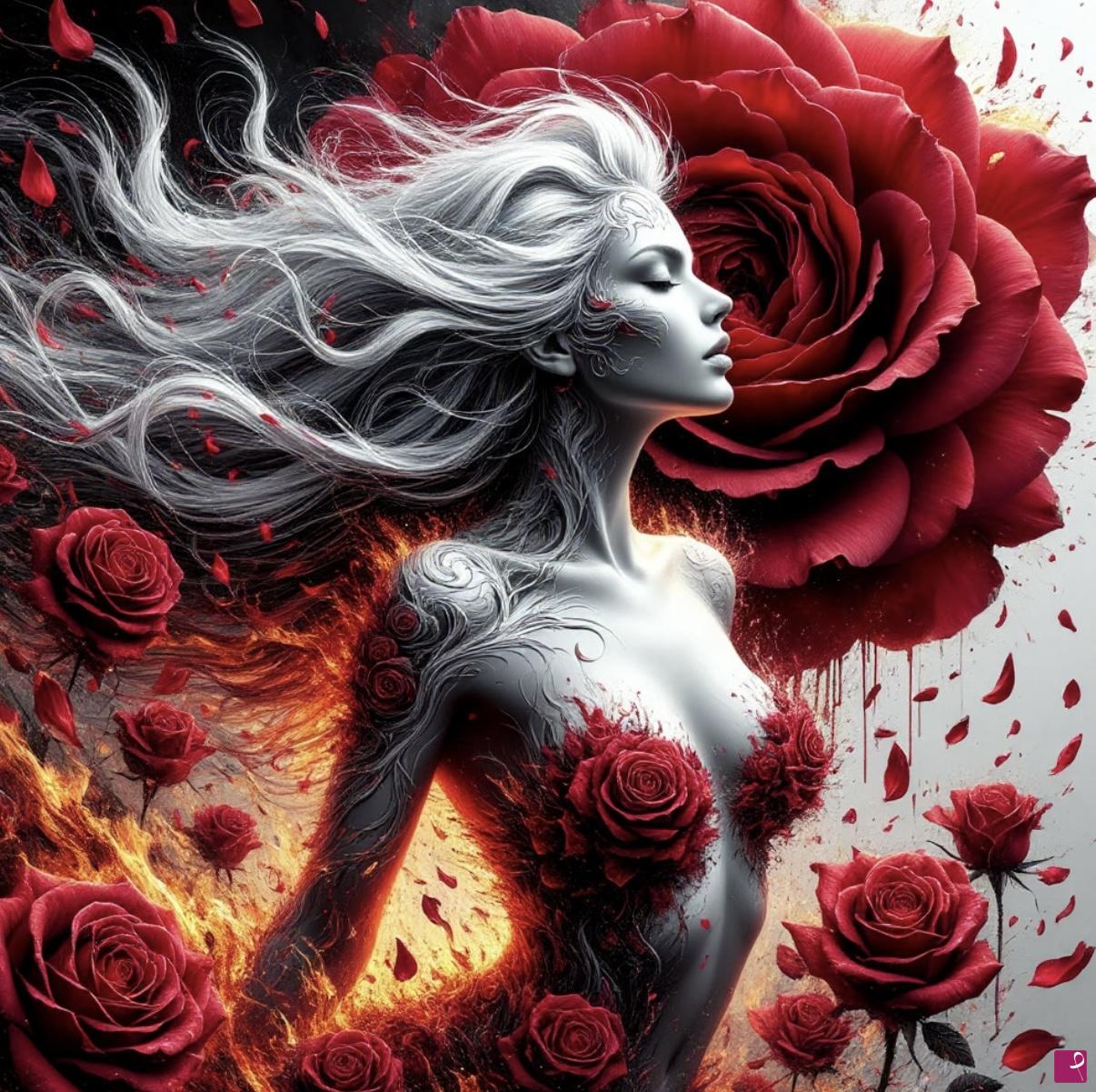 quadri in vendita online - Erotic girl and flowers 
