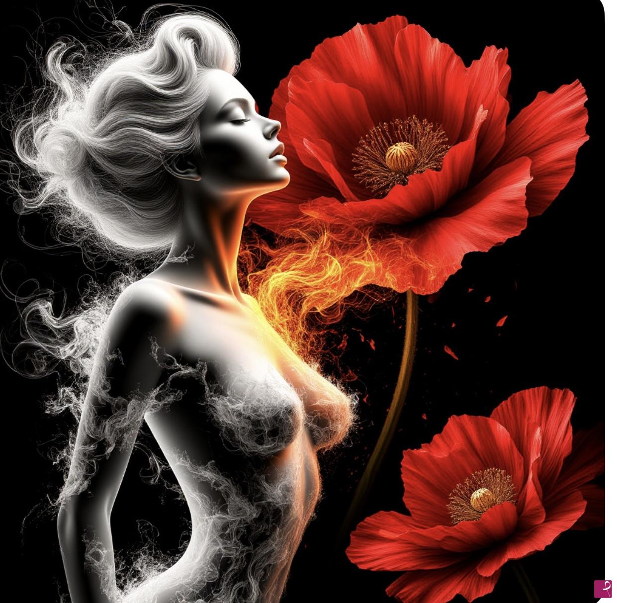 quadri in vendita online - Erotic girl and flowers 