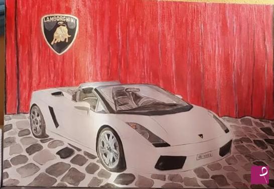 quadri in vendita online - Esposizione di una Lamborghini