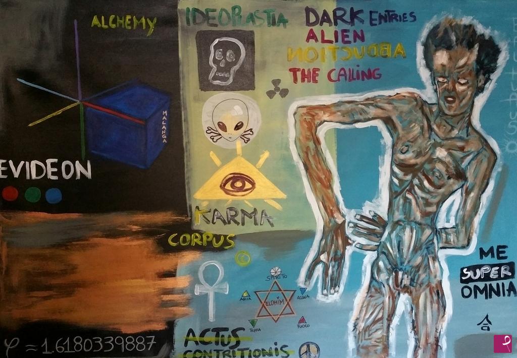 quadri in vendita online - Evideon Tributo a J.M.Basquiat /Egon Schiele 