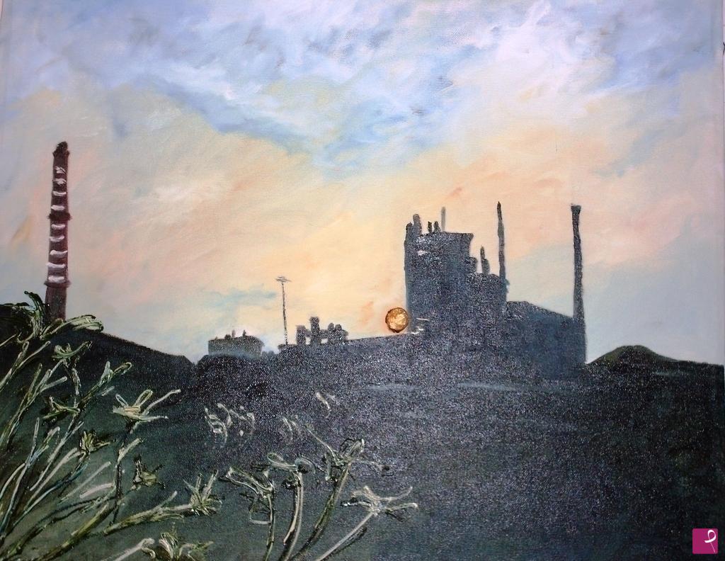 quadri in vendita online - Fabbriche al tramonto (il tramonto delle fabbriche)