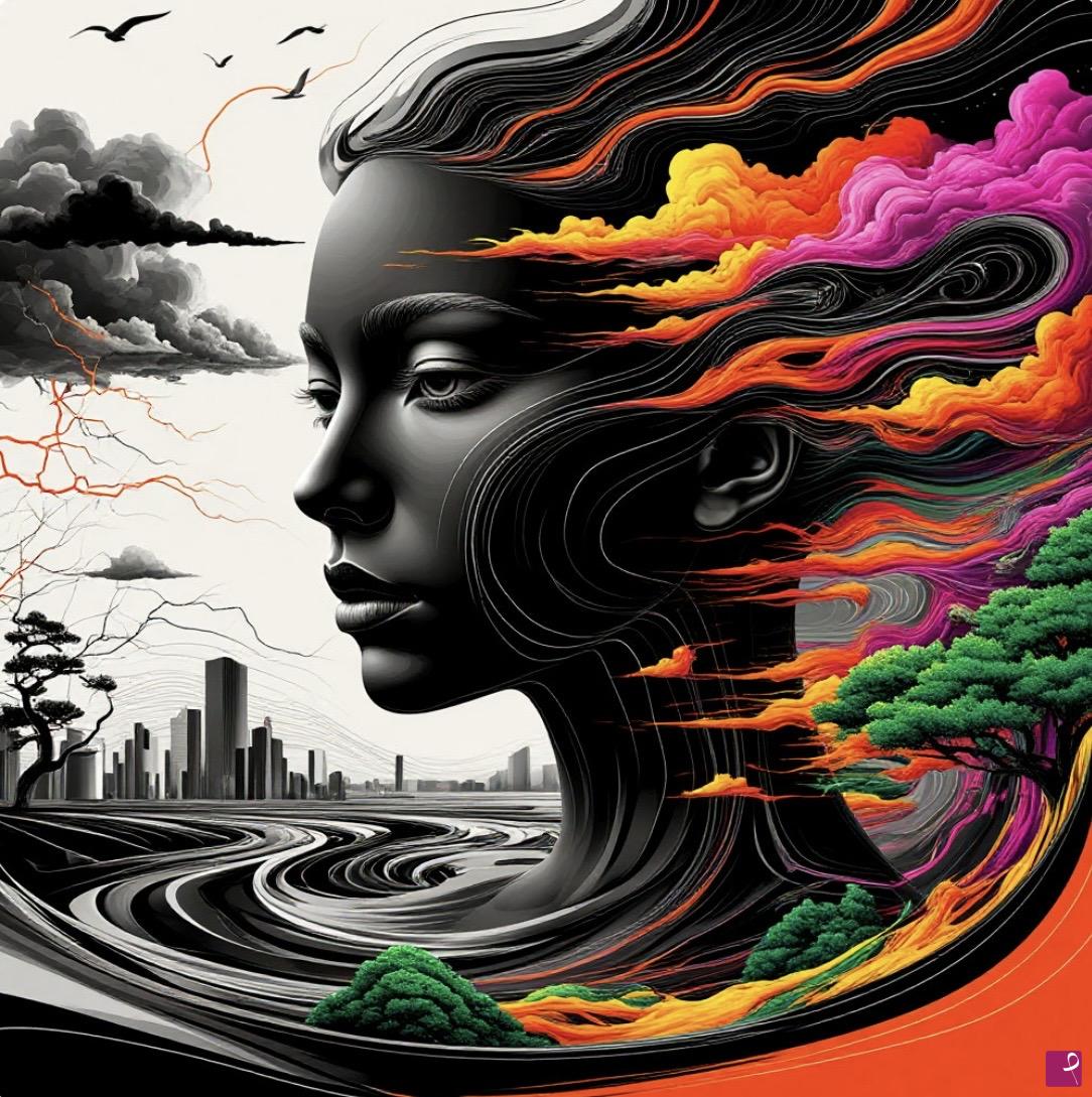 quadri in vendita online - Face into colour sky 