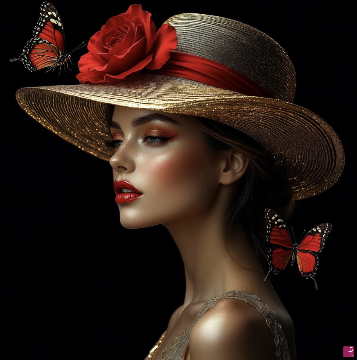quadri in vendita online - Face woman and butterflies